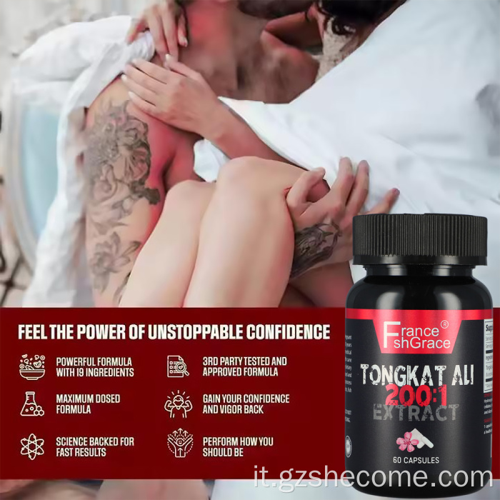 Vegetariano 60Caps Estratto di capsule di Ali Tongkat per uomini